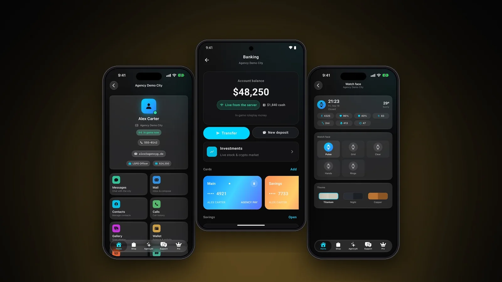 Agency Companion on two iPhones and an Android phone